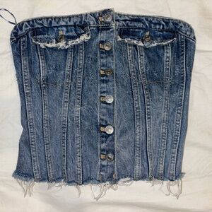 Zara Blue Denim Corset Top